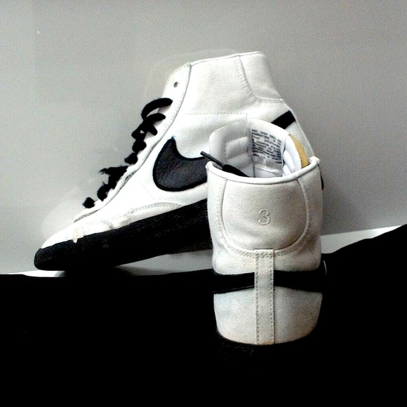 NIKE Blazer blk & wht raw canvas hi tops Mens 7 Narrow or Womens 8.5 - Picture 11 of 14